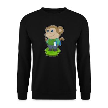 Monkey Teacher Book School - Unisex Sweatshirt - black - Front - Alina (178cm) & Michal (187cm)