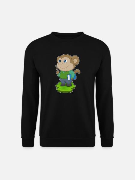 Affe Lehrer Buch Schule - Unisex Pullover - Schwarz