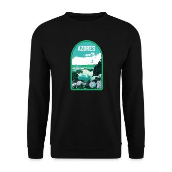 Illustration See Sete Cidades, Azoren - Unisex Pullover - Schwarz - Vorne - Alina (178cm) & Michal (187cm)