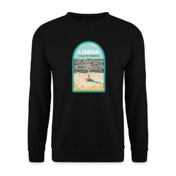 Illustration Commerce Square, Lisbon - Unisex Sweatshirt - black - Front - Alina (178cm) & Michal (187cm)