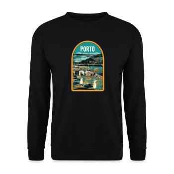Porto, Douro & Ponte D. Luis: Illustration - Unisex Pullover - Schwarz - Vorne - Alina (178cm) & Michal (187cm)
