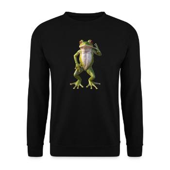 Tanzender Frosch - Unisex Pullover - Schwarz - Vorne - Alina (178cm) & Michal (187cm)