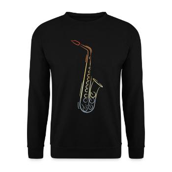 Vintage Saxophone Drawing - Unisex Sweatshirt - black - Front - Alina (178cm) & Michal (187cm)