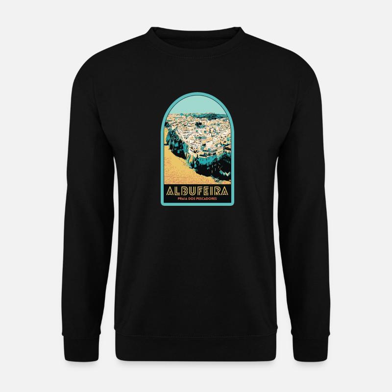 Illustration Albufeira Luftaufnahme - Unisex Pullover - Schwarz
