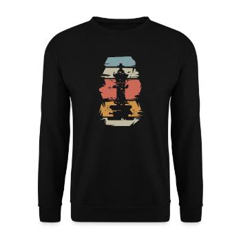 retro chess king game vintage illustration icon - Unisex Sweatshirt - black - Front - Alina (178cm) & Michal (187cm)