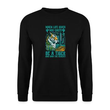 When Life Gives You Cacti, Be A Tiger - Unisex Sweatshirt - black - Front - Alina (178cm) & Michal (187cm)