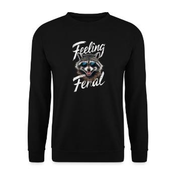 Feeling Feral Racoon  - Unisex Sweatshirt - black - Front - Alina (178cm) & Michal (187cm)