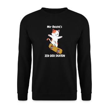 Mir Reichts Ich Geh Skaten Katze Skate Board - Unisex Pullover - Schwarz - Vorne - Alina (178cm) & Michal (187cm)