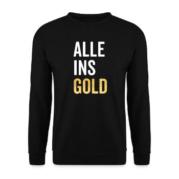 Alle ins Gold - Unisex Pullover - Schwarz - Vorne - Alina (178cm) & Michal (187cm)