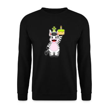 Gâteau d’anniversaire zèbre - Sweat-shirt Unisexe - noir - Devant - Alina (178cm) & Michal (187cm)