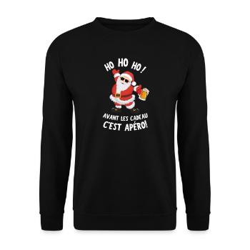 Ho Ho Ho Avant Les Cadeaux C'est Apero Reveillon - Sweat-shirt Unisexe - noir - Devant - Alina (178cm) & Michal (187cm)