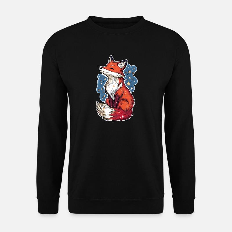 Fuchs und Sternenhimmel - Unisex Pullover - Schwarz