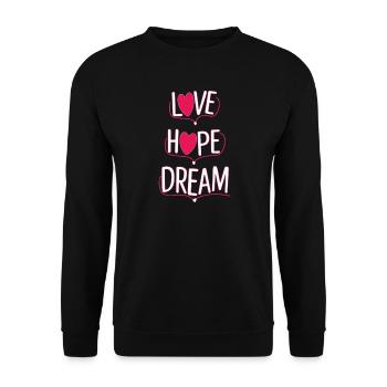 Liebe Hoffnung Traum Neon Herz Design - Unisex Pullover - Schwarz - Vorne - Alina (178cm) & Michal (187cm)