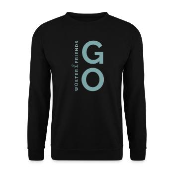 Wüster&friends GO Logo Grün - Unisex Pullover - Schwarz - Vorne - Alina (178cm) & Michal (187cm)
