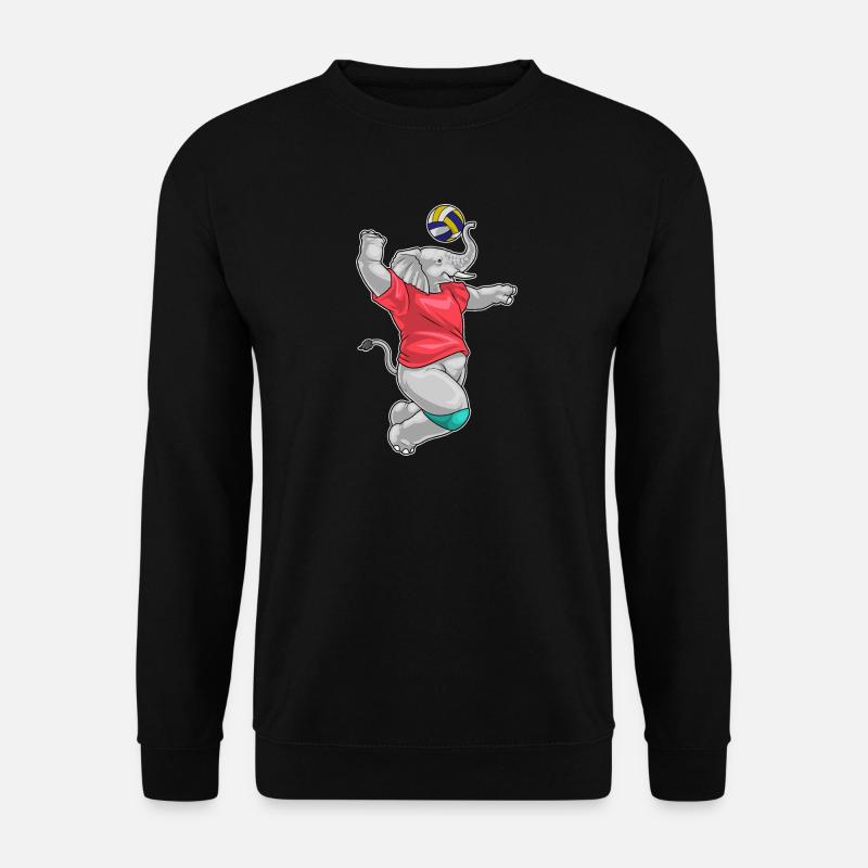 Elefant Volleyballspieler Volleyball - Unisex Pullover - Schwarz