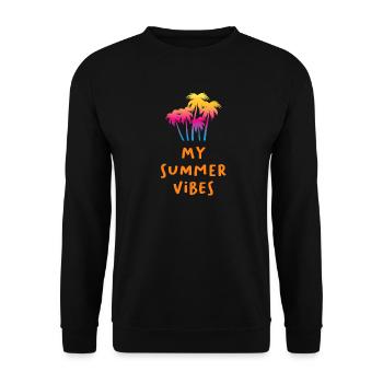 Summer Vibes Palm Trees Quote Holiday Island Colorful - Unisex Sweatshirt - black - Front - Alina (178cm) & Michal (187cm)