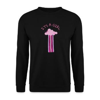 It's a Girl - rosa Wolke mit Glitzer für Party - Unisex Pullover - Schwarz - Vorne - Alina (178cm) & Michal (187cm)