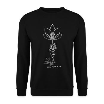 Yoga Lover Lotus Blume Spiritualität Meditation - Unisex Pullover - Schwarz - Vorne - Alina (178cm) & Michal (187cm)