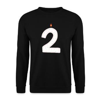 Bougie d’anniversaire numéro deux graphique - Sweat-shirt Unisexe - noir - Devant - Alina (178cm) & Michal (187cm)