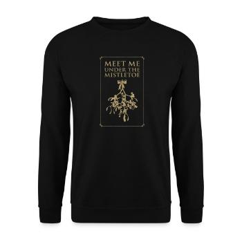 Meet Me Under the Mistletoe - Retro Style in Gold  - Unisex Pullover - Schwarz - Vorne - Alina (178cm) & Michal (187cm)