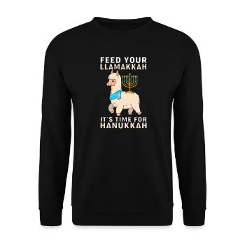 Chanukkah Hanukah Hanukkah Llama - Unisex Sweatshirt - black - Front - Alina (178cm) & Michal (187cm)