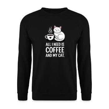 Coffee And Cat Saying Caffeine Lover - Unisex Sweatshirt - black - Front - Alina (178cm) & Michal (187cm)