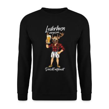 Lederhosen vergessen beer traditional hoodie Lederhosen - Unisex Sweatshirt - black - Front - Alina (178cm) & Michal (187cm)