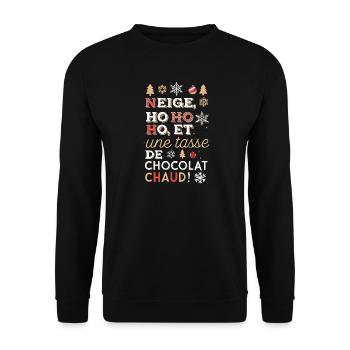 Neige Ho Ho Ho et Chocolat Chaud - Sweat-shirt Unisexe - noir - Devant - Alina (178cm) & Michal (187cm)