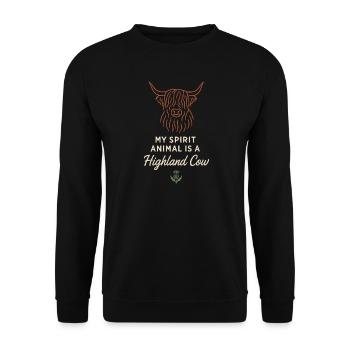 Highland Cow Rustikales Tier Niedliches - Unisex Pullover - Schwarz - Vorne - Alina (178cm) & Michal (187cm)