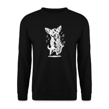 Conception de saxophone Chihuahua - Sweat-shirt Unisexe - noir - Devant - Alina (178cm) & Michal (187cm)