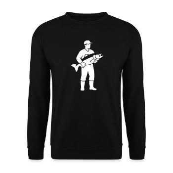 Angler pride: Classic fisherman silhouette - Unisex Sweatshirt - black - Front - Alina (178cm) & Michal (187cm)