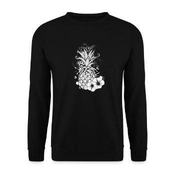 Ananas orné avec une touche florale tropicale - Sweat-shirt Unisexe - noir - Devant - Alina (178cm) & Michal (187cm)