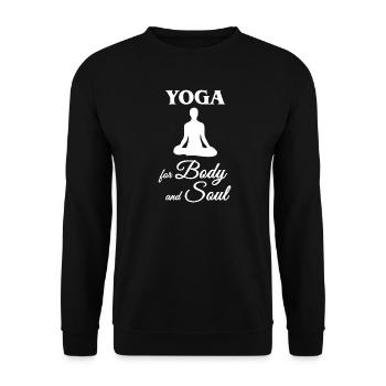 Yoga für Körper und Seele - Unisex Pullover - Schwarz - Vorne - Alina (178cm) & Michal (187cm)