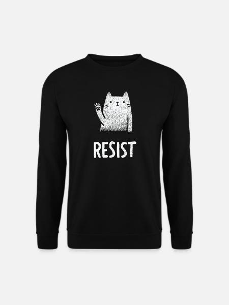 Waving White Cat Illustration - Unisex Sweatshirt - black