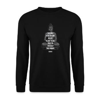 Buddha Wisdom: True to Your Best Self - Unisex Sweatshirt - black - Front - Alina (178cm) & Michal (187cm)