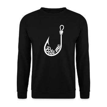 Bite Me Lure Hook Design - Unisex Sweatshirt - black - Front - Alina (178cm) & Michal (187cm)
