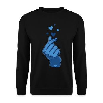 Kpop Koreanische Musik Blue Finger Heart Love - Unisex Pullover - Schwarz - Vorne - Alina (178cm) & Michal (187cm)