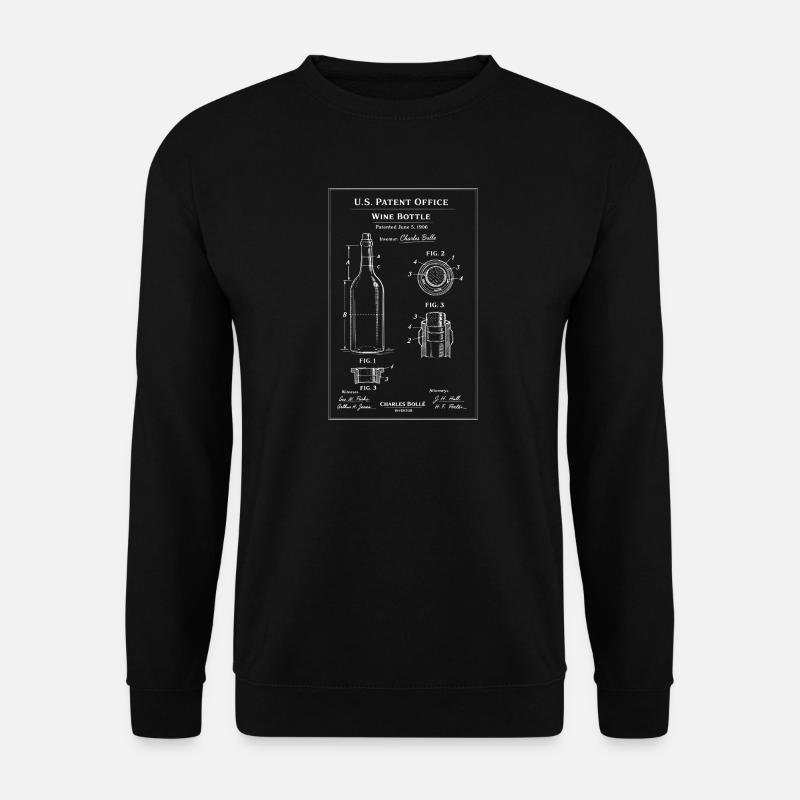 Wine Bottle Blueprint Patent - Unisex Sweatshirt - black