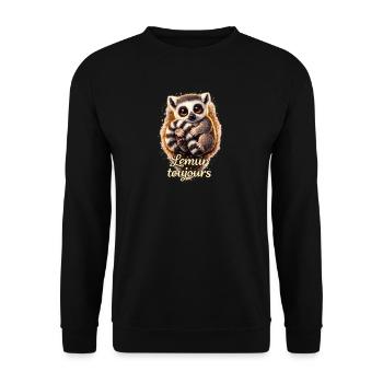 Lemur Toujours Mega cutes Shirt - Unisex Pullover - Schwarz - Vorne - Alina (178cm) & Michal (187cm)