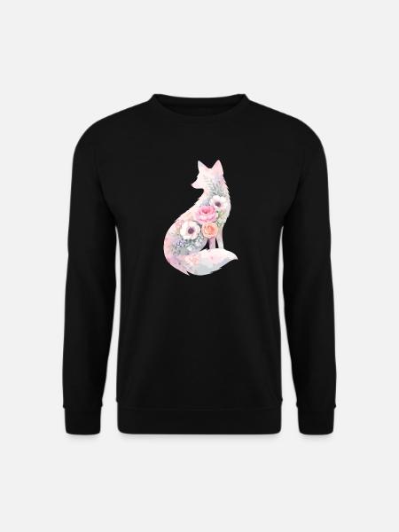 Fuchs Silhouette Aquarell Blumen - Unisex Pullover - Schwarz