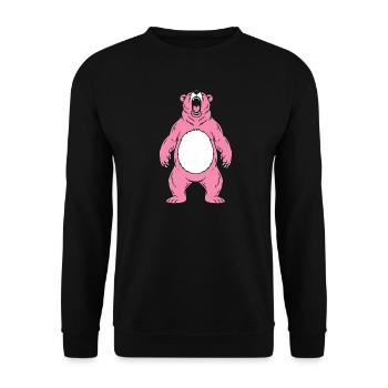 Pink Bär Brüllt mit Weißem Bauch - Unisex Pullover - Schwarz - Vorne - Alina (178cm) & Michal (187cm)