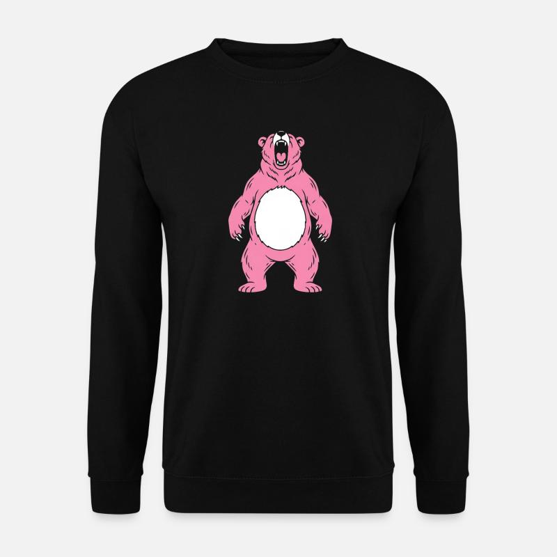 Pink Bear Roars With White Belly - Unisex Sweatshirt - black
