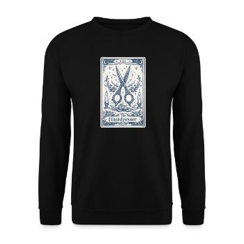 Hairdresser Tarot Card Illustration - Unisex Sweatshirt - black - Front - Alina (178cm) & Michal (187cm)