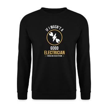 Devis drôle d’électricien – Métier qualifié - Sweat-shirt Unisexe - noir - Devant - Alina (178cm) & Michal (187cm)