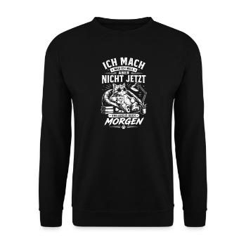 Katze Ich mach was ich will Vielleicht morgen - Unisex Pullover - Schwarz - Vorne - Alina (178cm) & Michal (187cm)