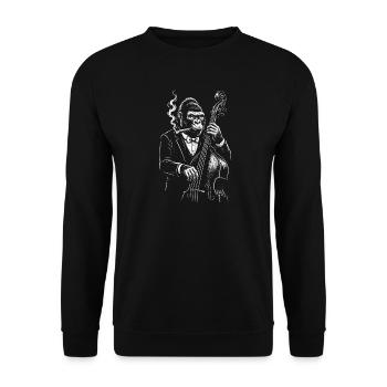 Bassiste de jazz Gorilla en costume - Sweat-shirt Unisexe - noir - Devant - Alina (178cm) & Michal (187cm)
