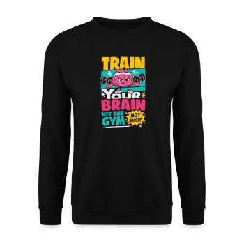 Train Your Brain Gym Motivation - Unisex Pullover - Schwarz - Vorne - Alina (178cm) & Michal (187cm)