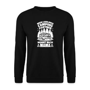 Lieblings Campingpartner Mama - Unisex Pullover - Schwarz - Vorne - Alina (178cm) & Michal (187cm)