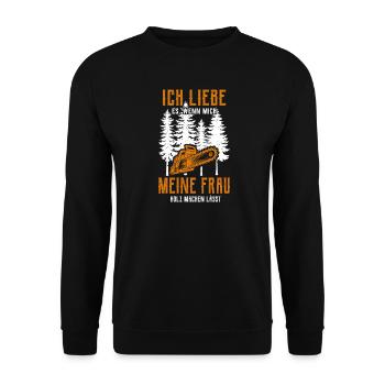 Holz machen - Unisex Pullover - Schwarz - Vorne - Alina (178cm) & Michal (187cm)