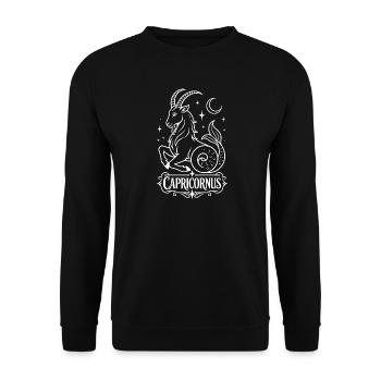 Sternzeichen Steinbock - Elegantes Line Art Astro - Unisex Pullover - Schwarz - Vorne - Alina (178cm) & Michal (187cm)